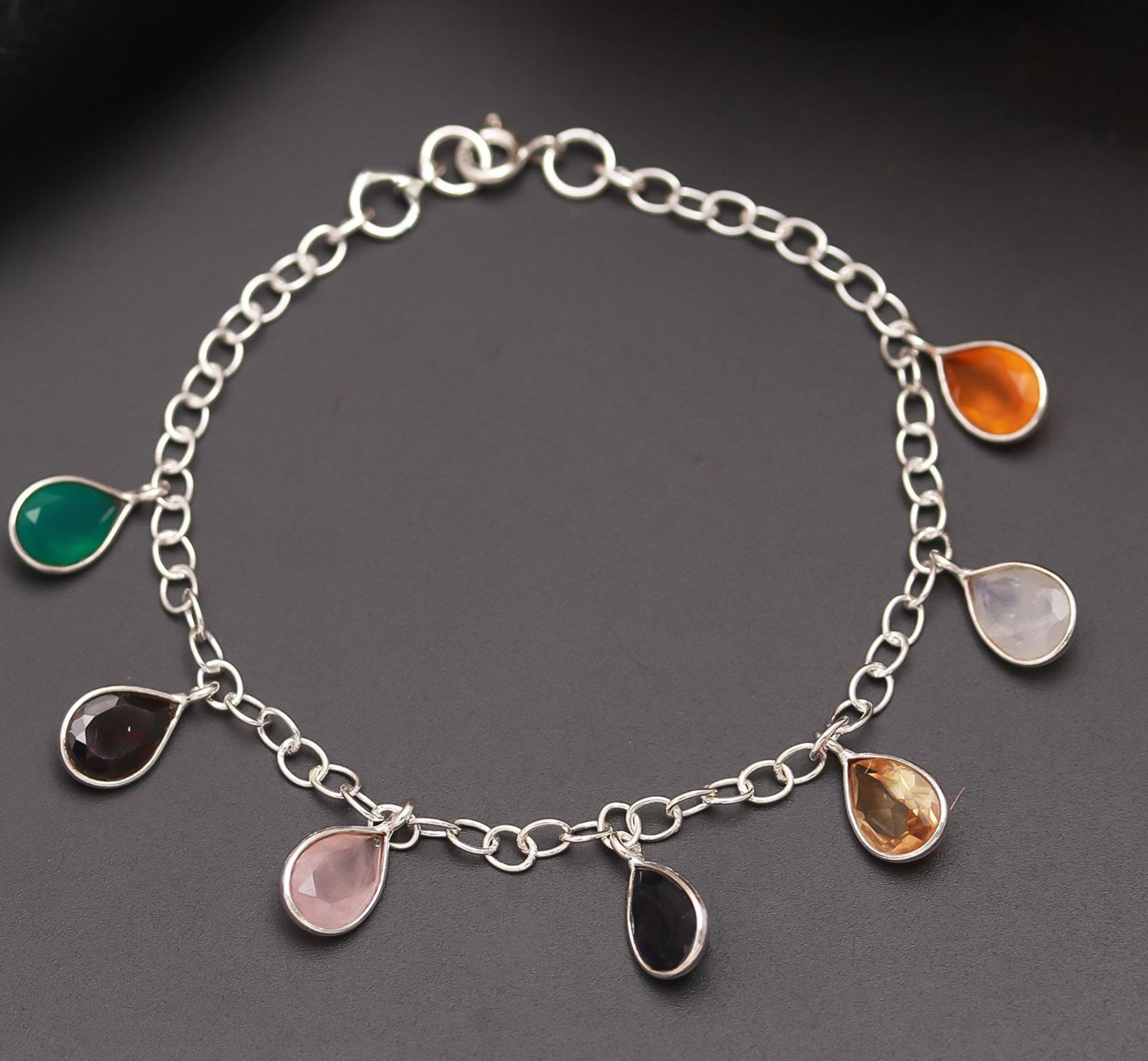 Multi stone Silver Bracelet.