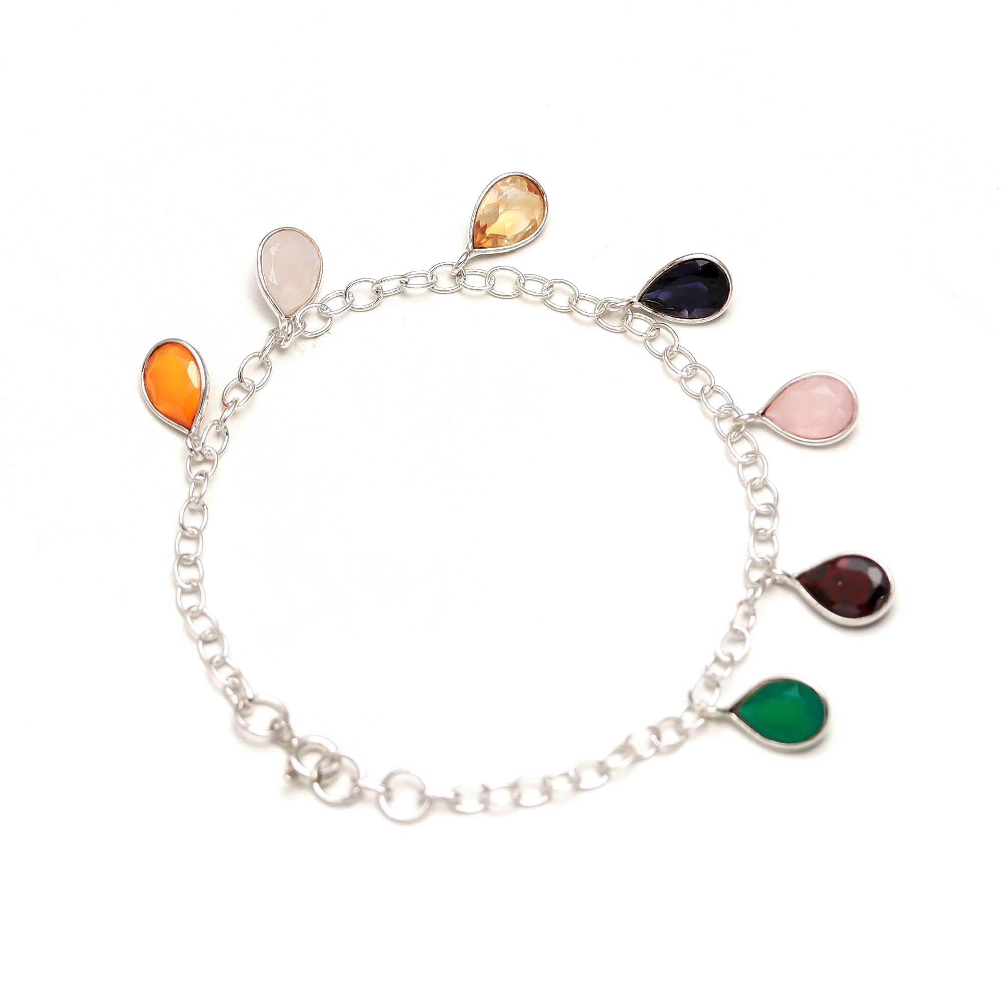 Multi stone Silver Bracelet.