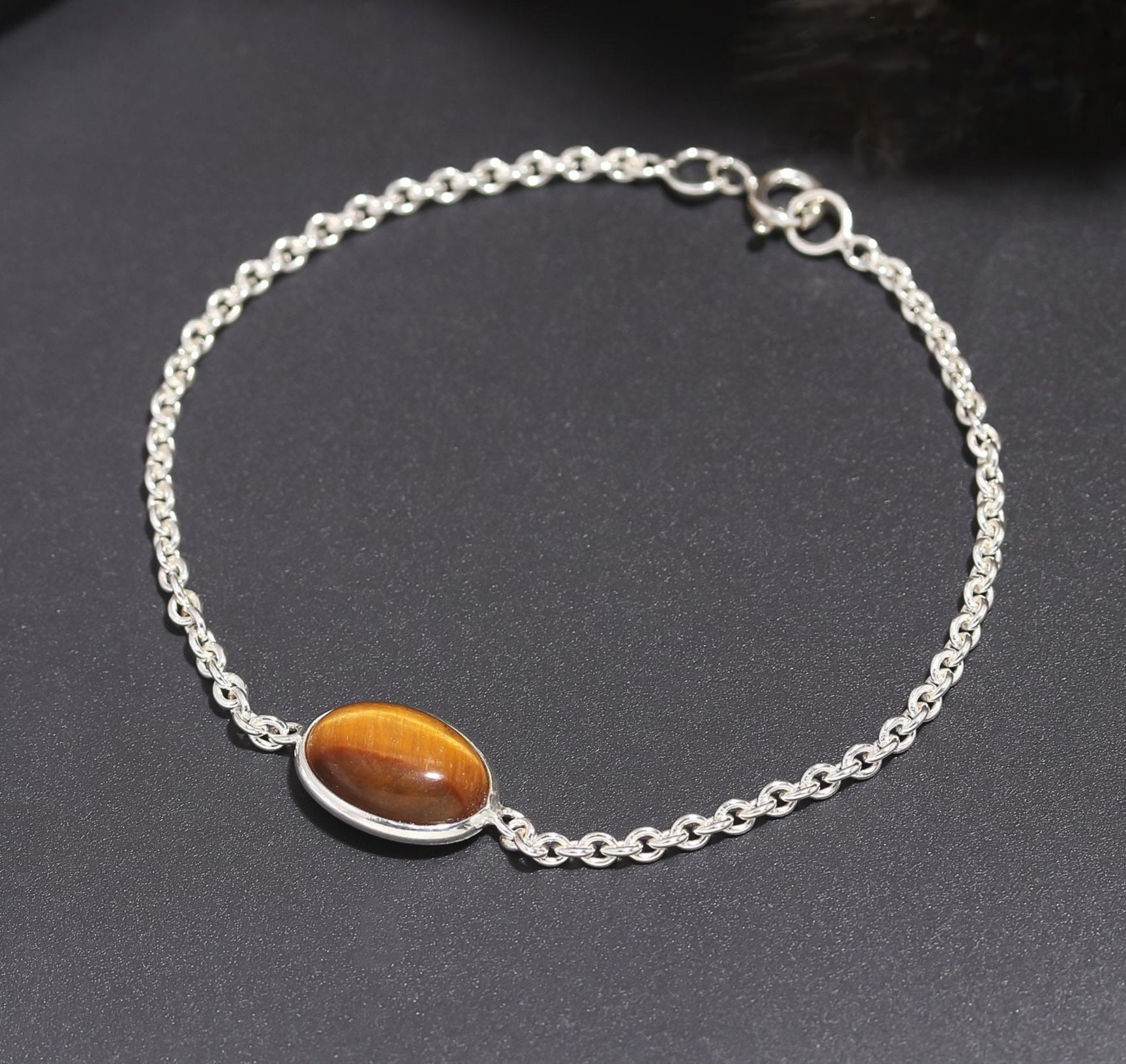 Tiger Eye Silver Bracelet.