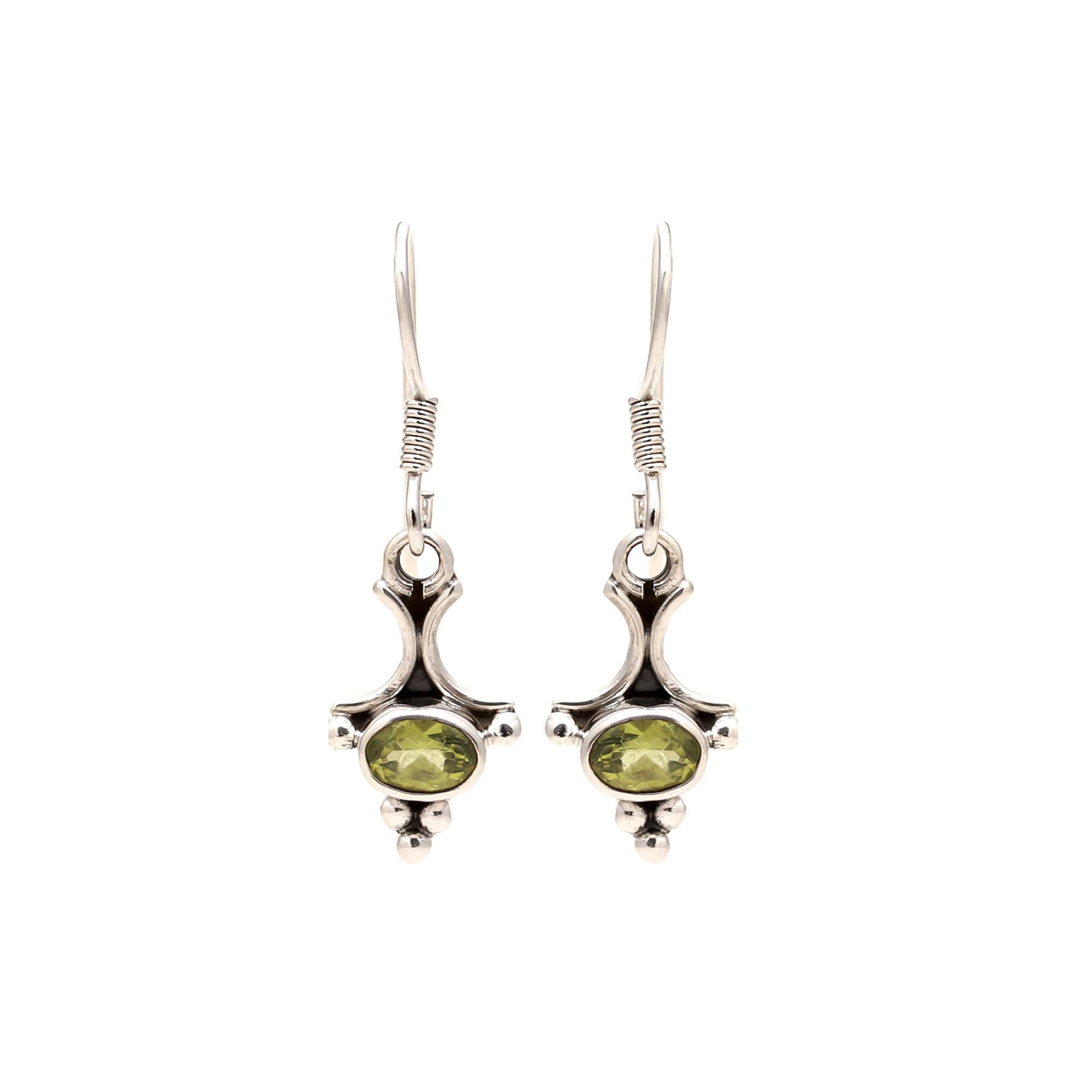 Oval Peridot Silver Earrings