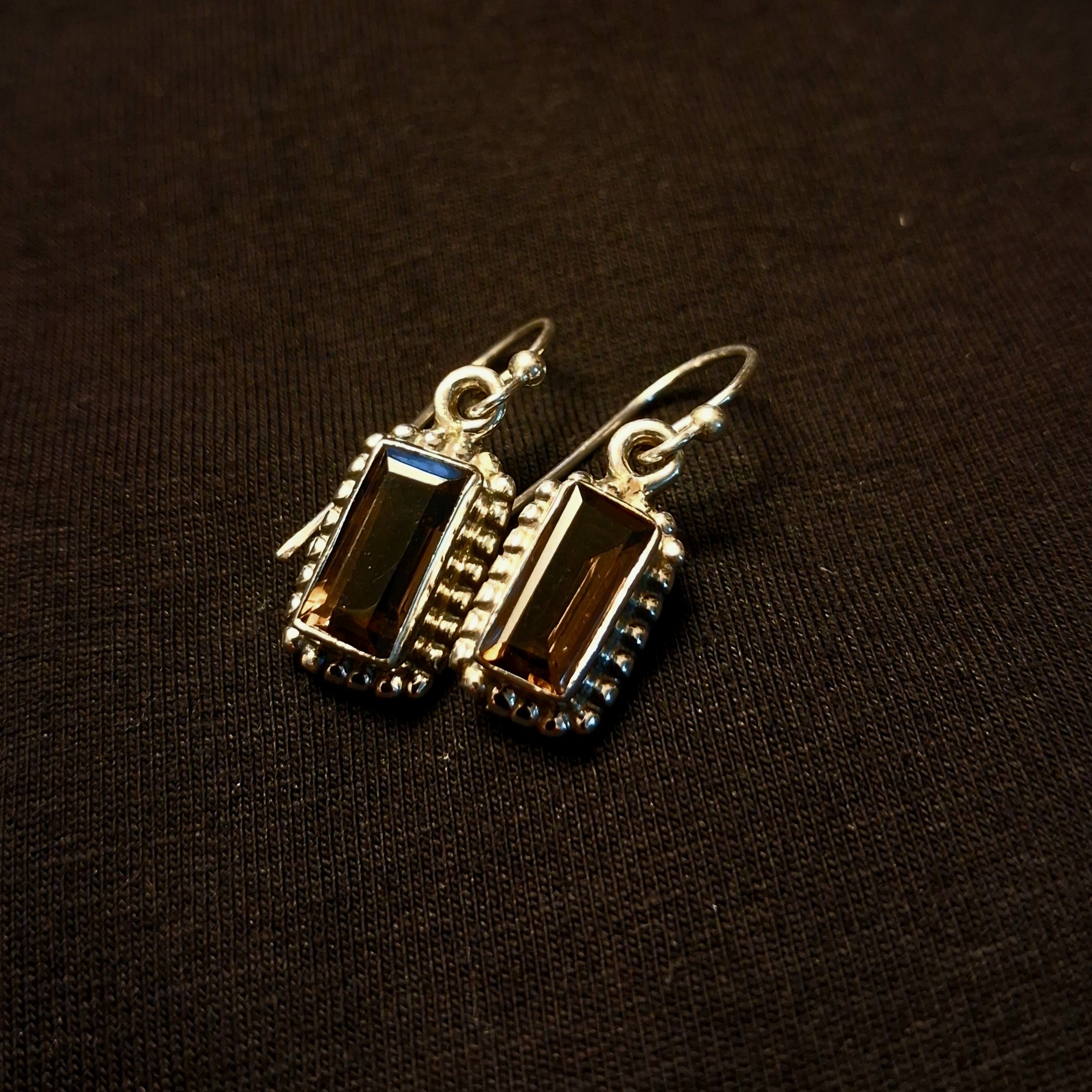 Smoky Topaz Silver Earrings.