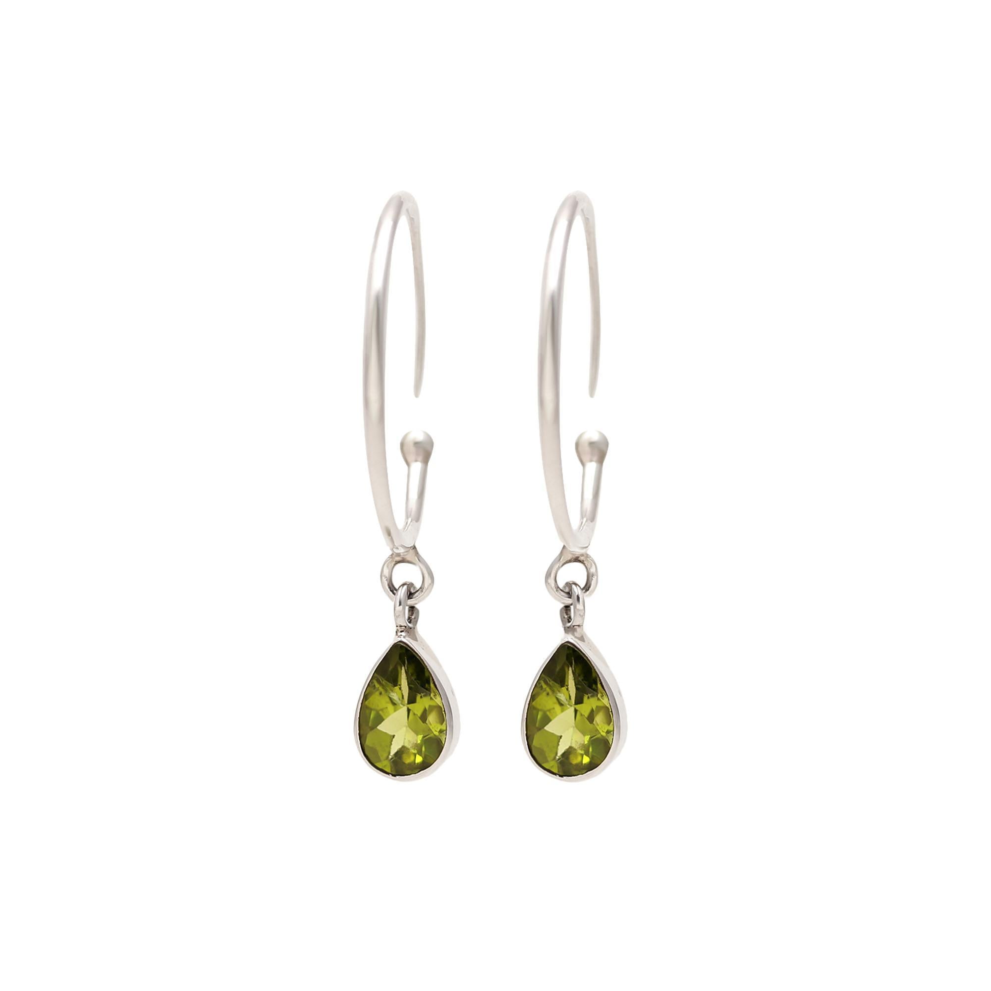 Hoop Peridot Silver Earrings