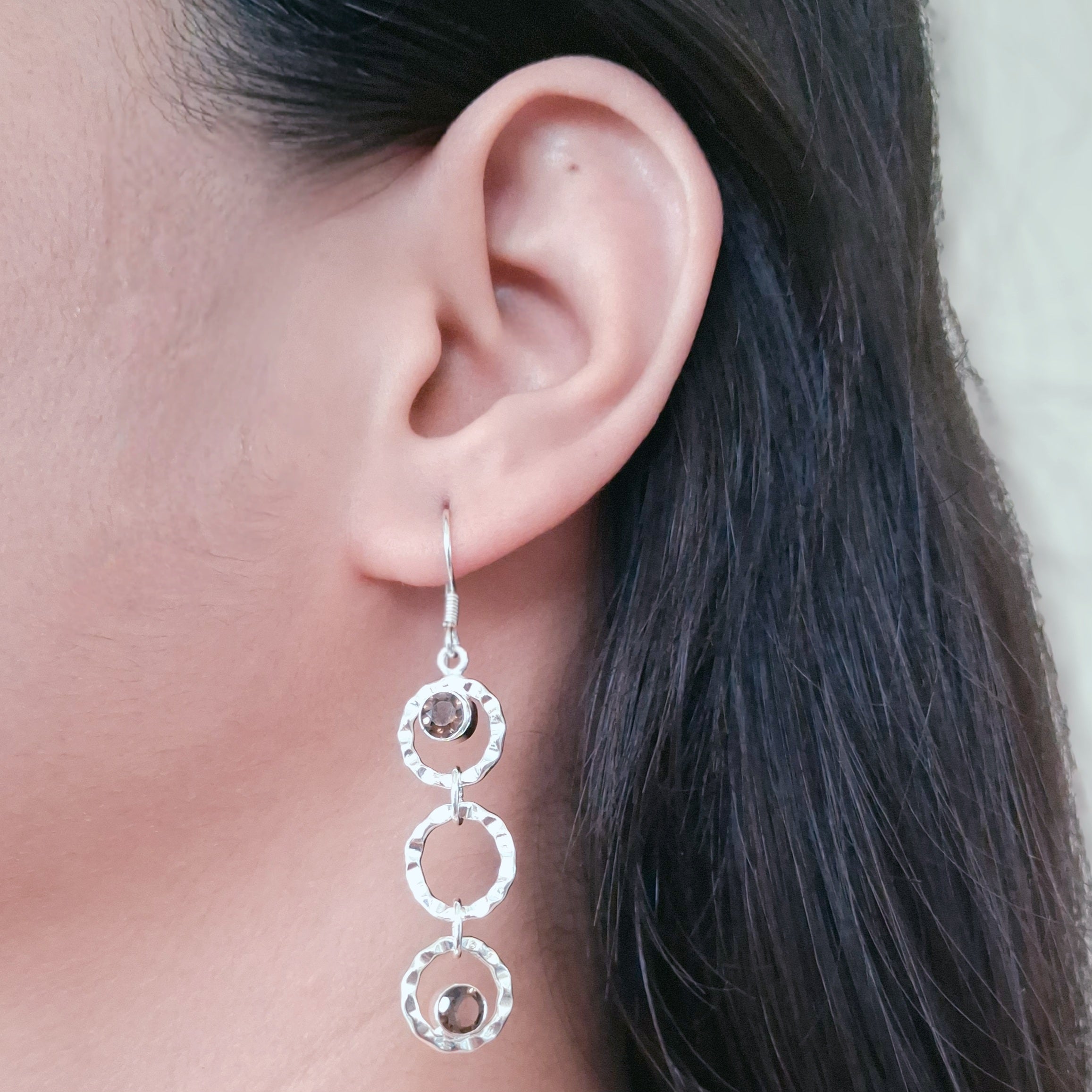 Smoky Topaz Silver Earrings.