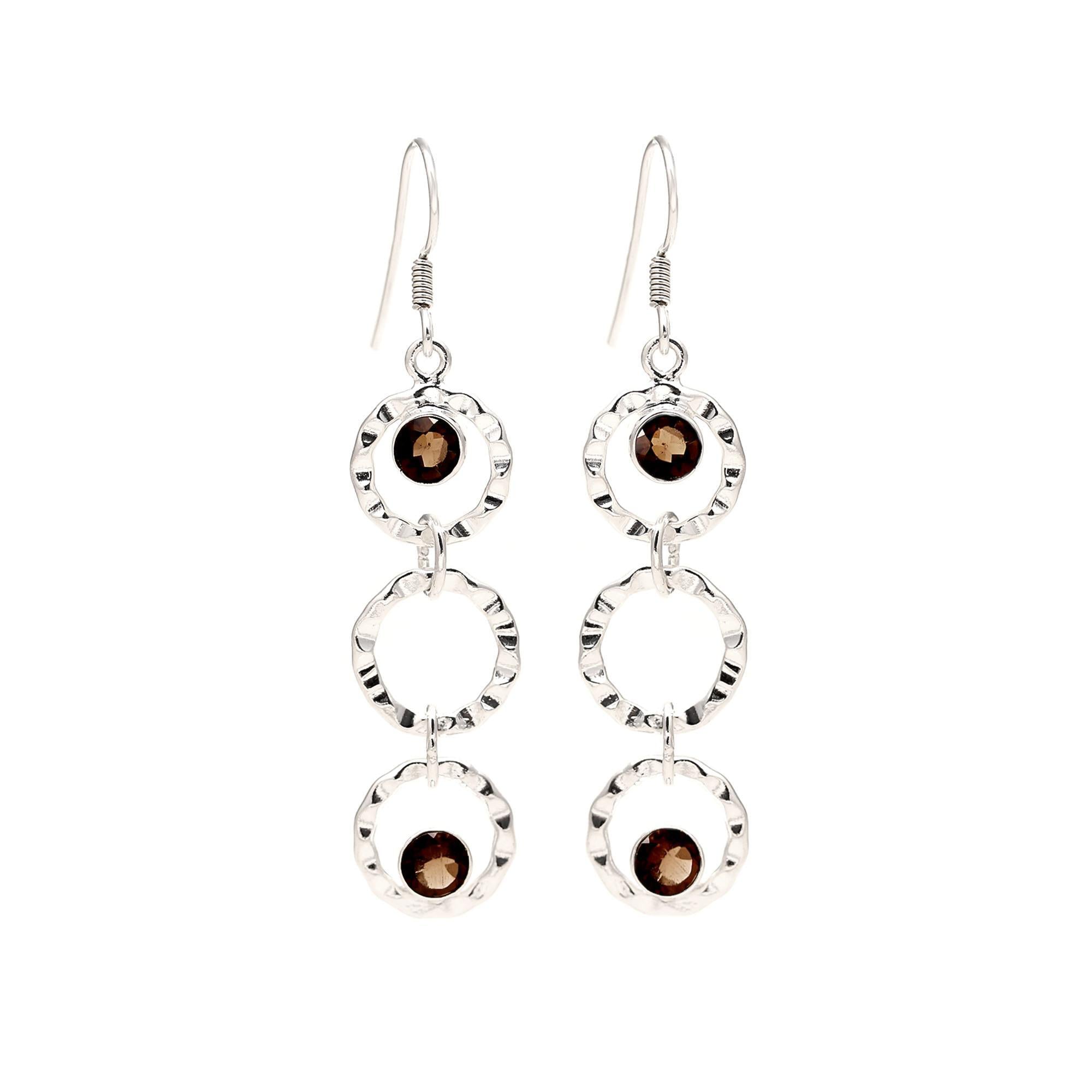 Smoky Topaz Silver Earrings
