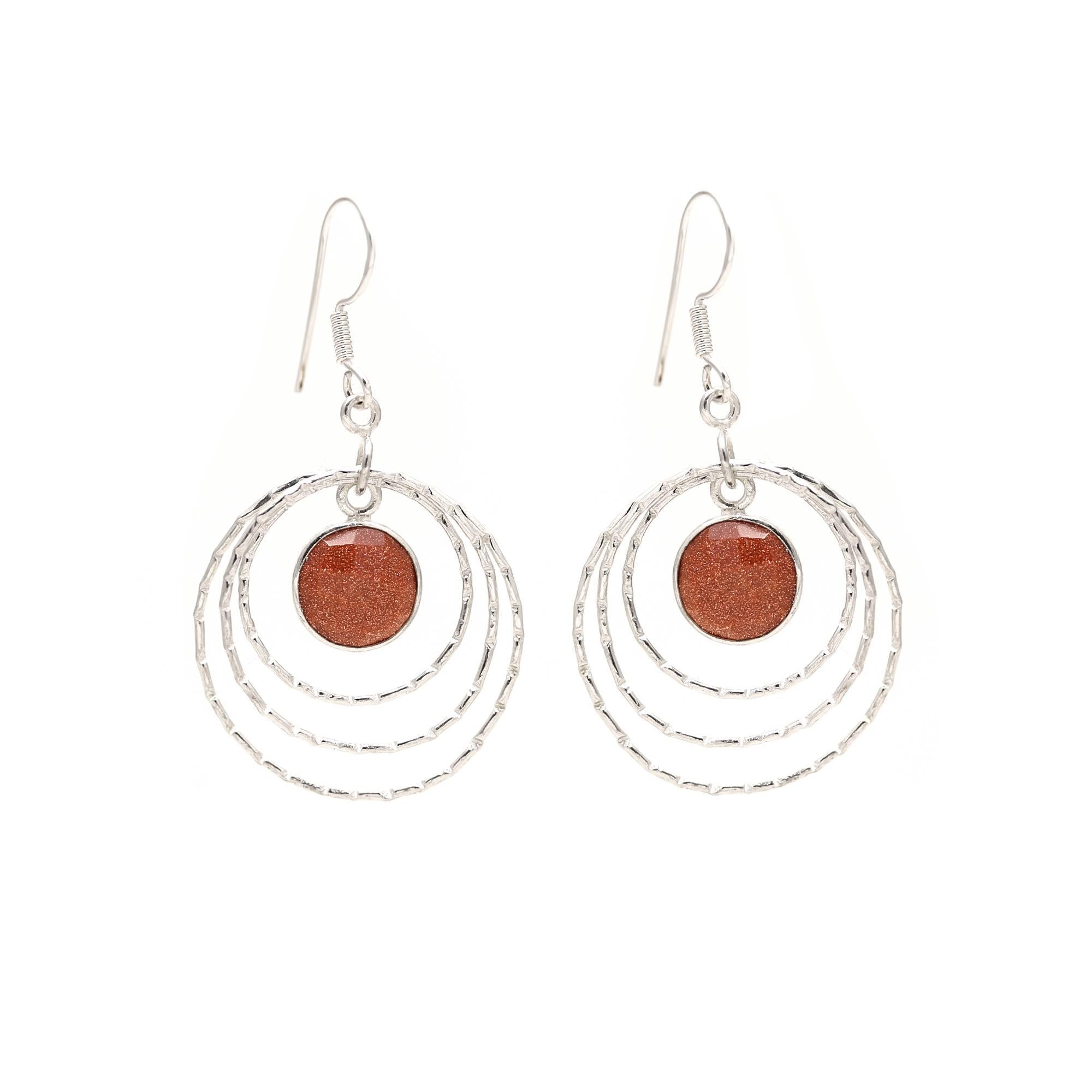 Sunstone Silver Earrings
