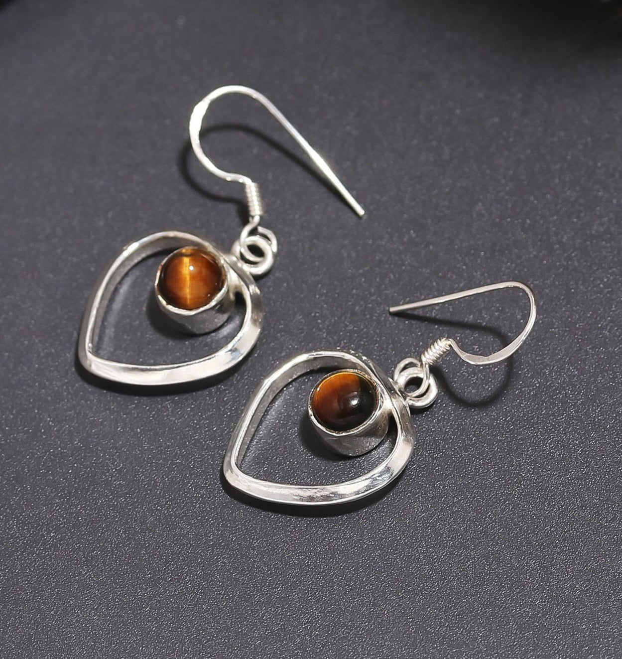 Tiger eye Silver Earrings.