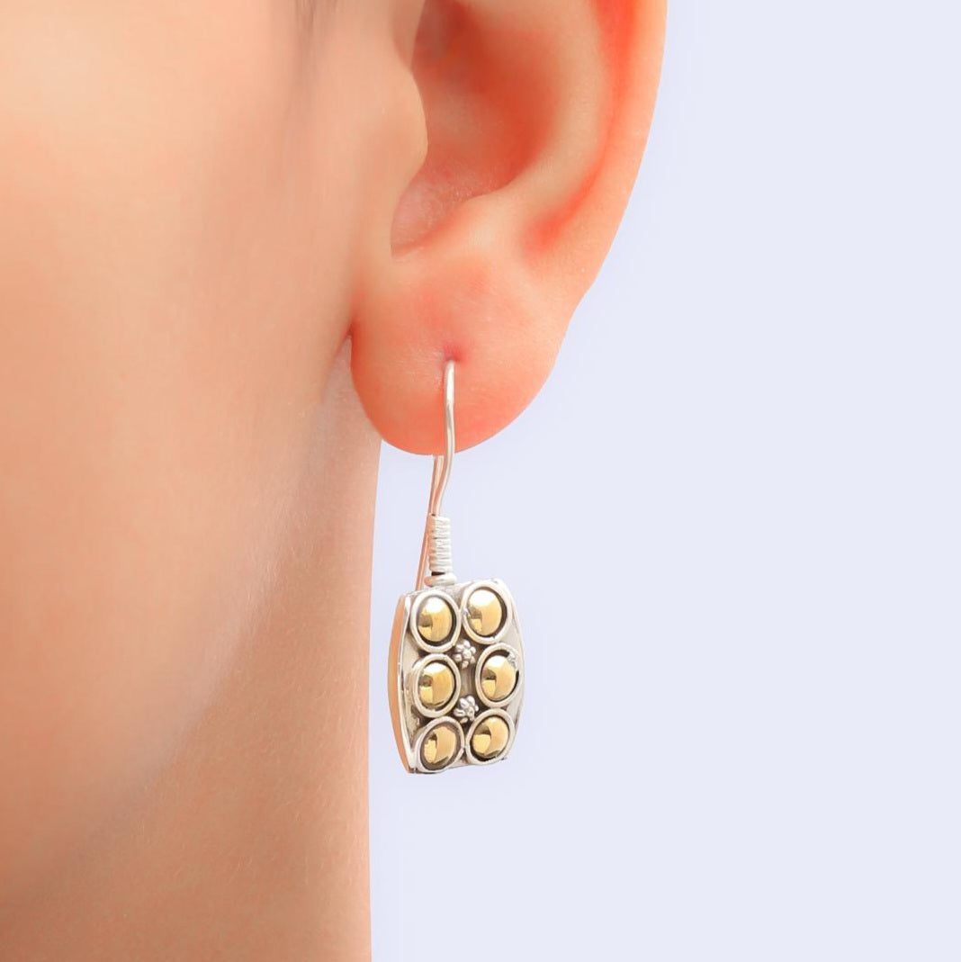 Two Tone Silver Earrings.