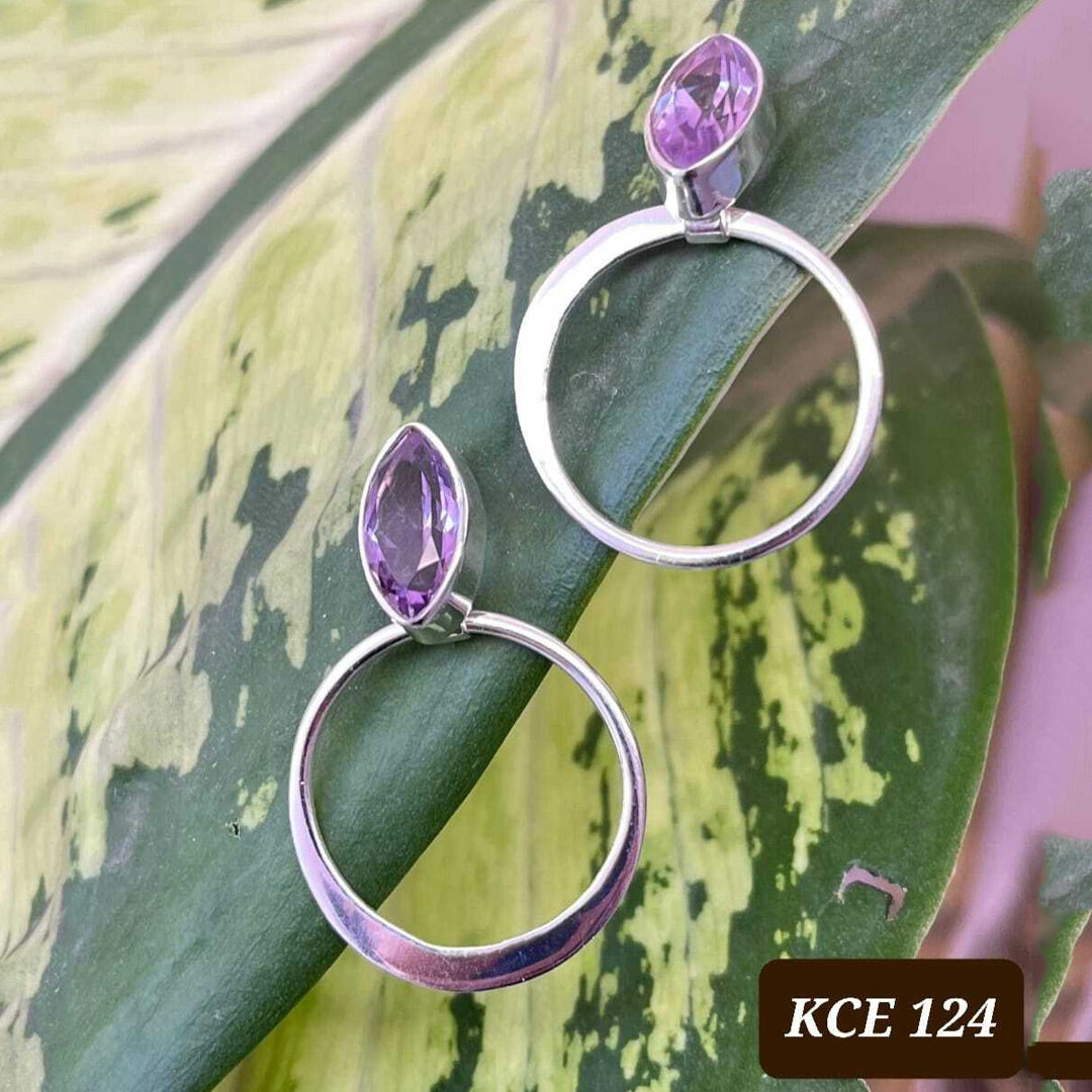 Stylish Amethyst Marquise Hoop Danglers