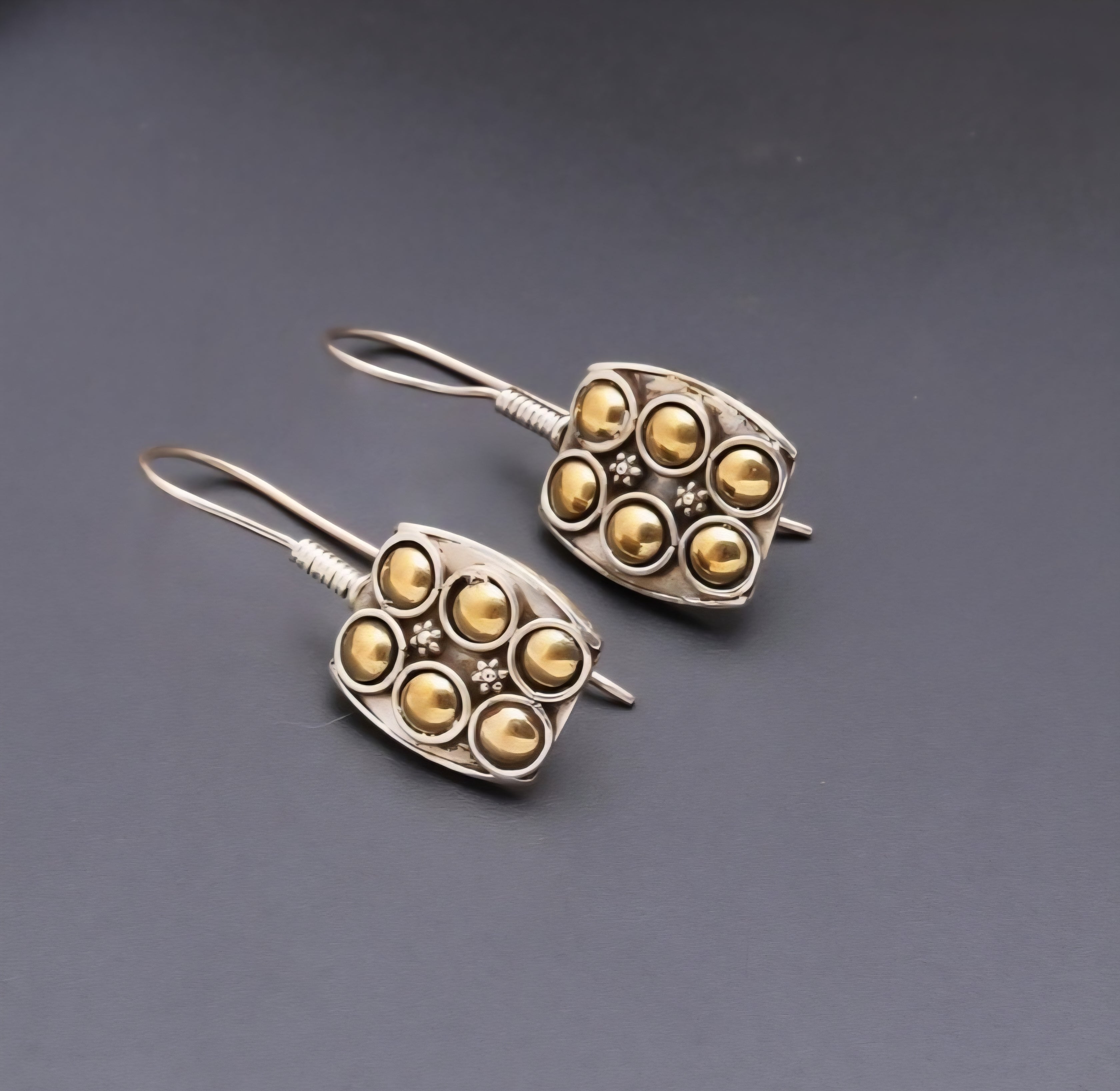 Two Tone Silver Earrings.