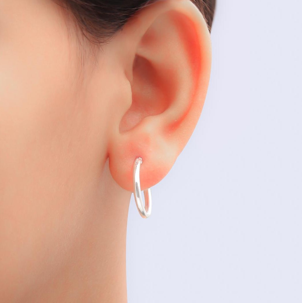 Square Edge Hoop Silver Earrings