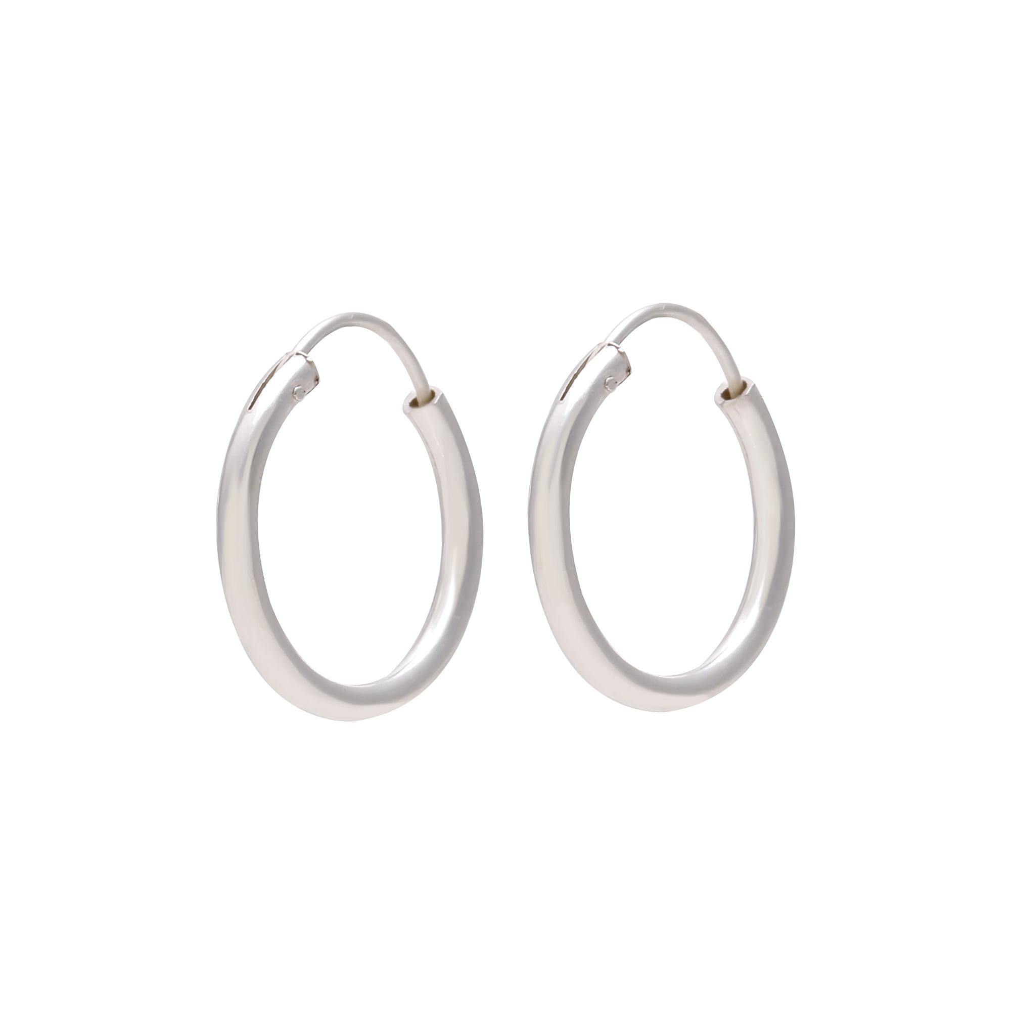 Square Edge Hoop Silver Earrings