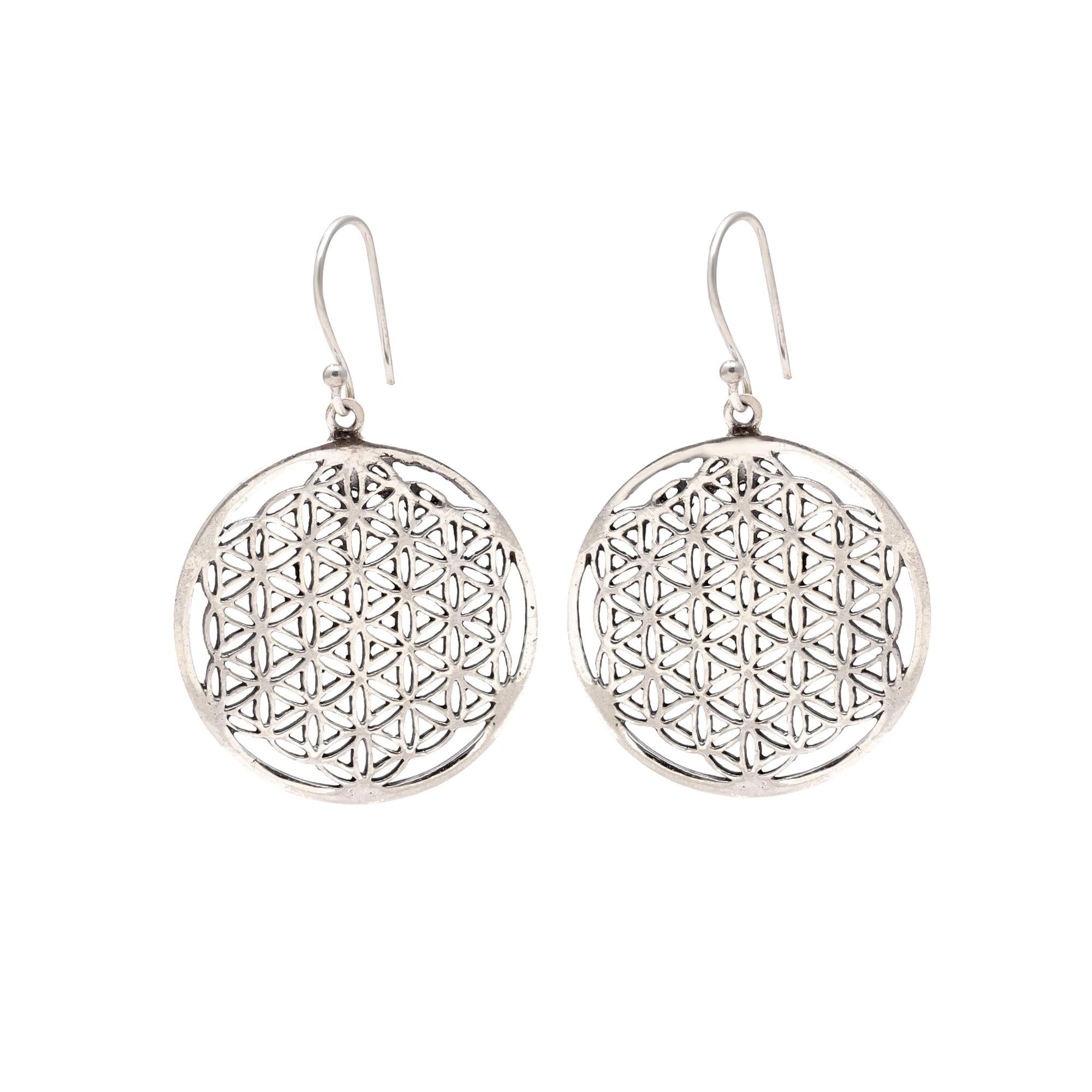 Circle filigree Silver Earrings.