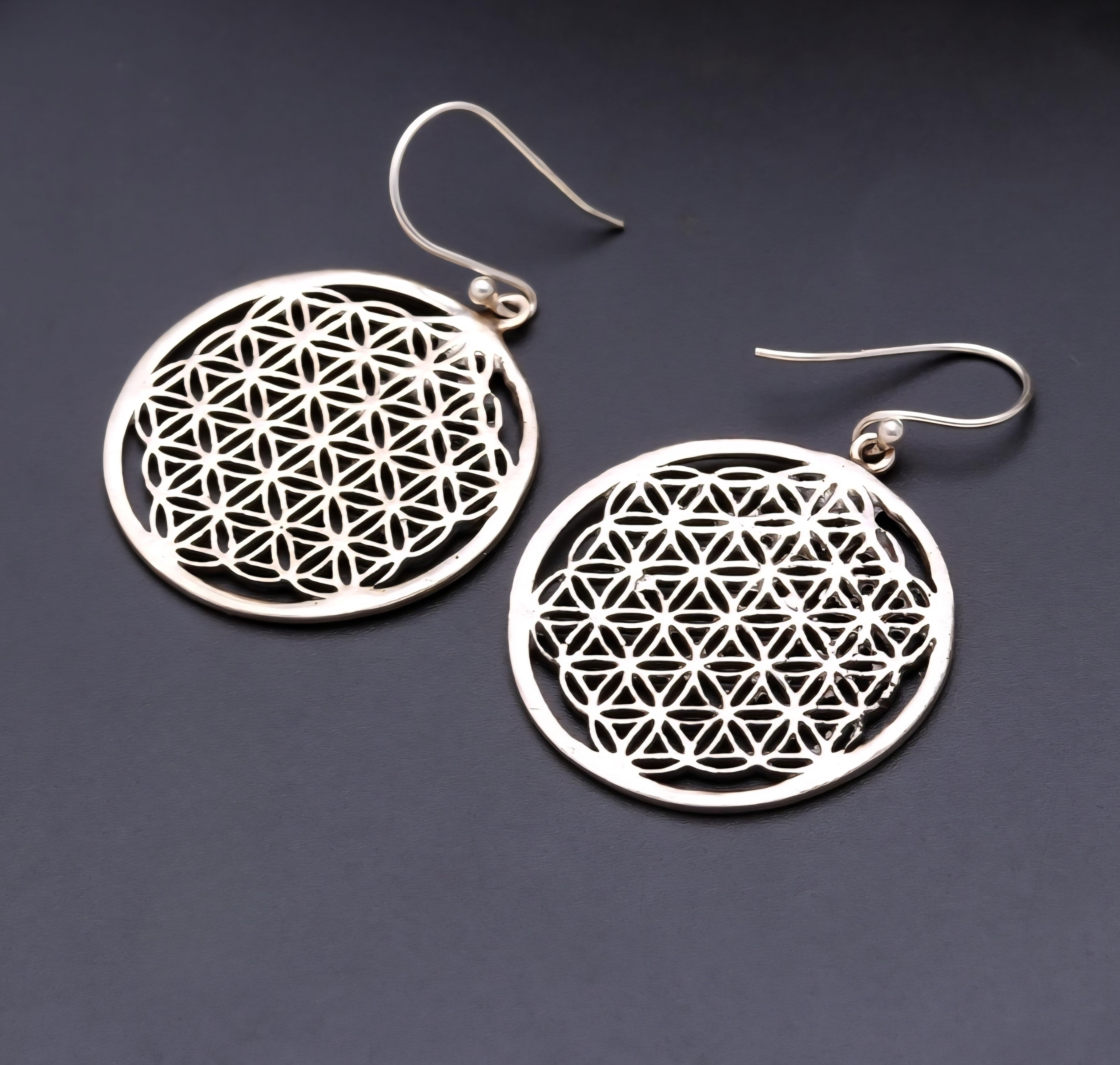 Circle filigree Silver Earrings.