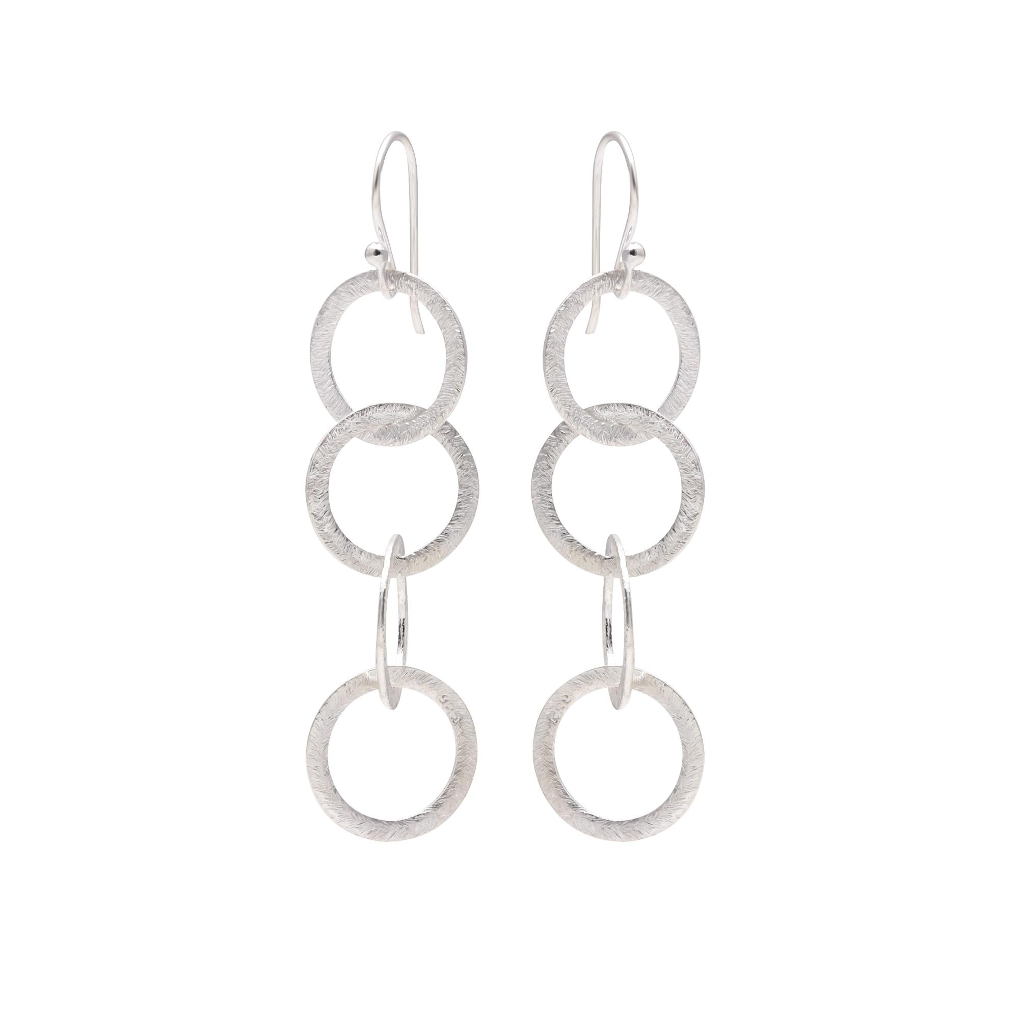 Circle Dangle Silver Earrings
