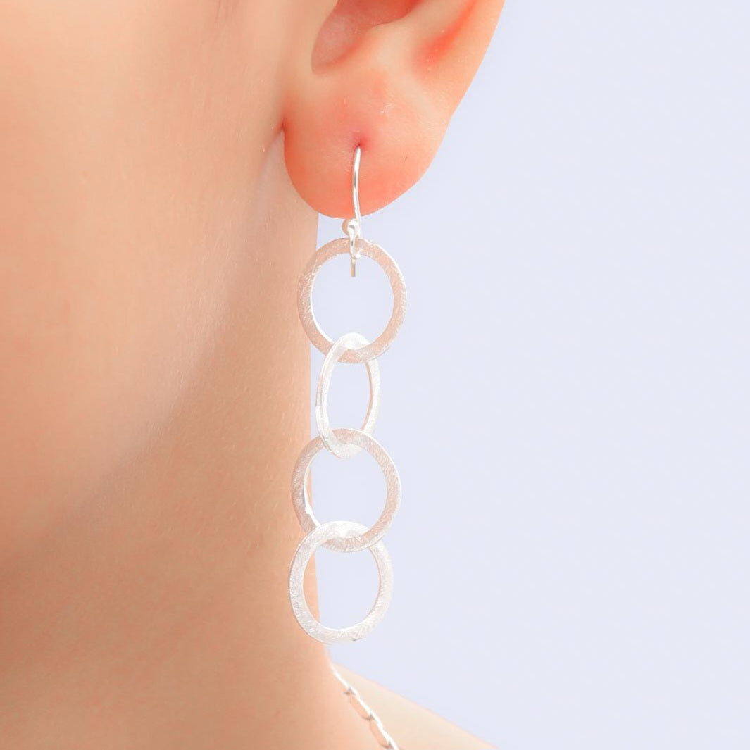Circle Dangle Silver Earrings
