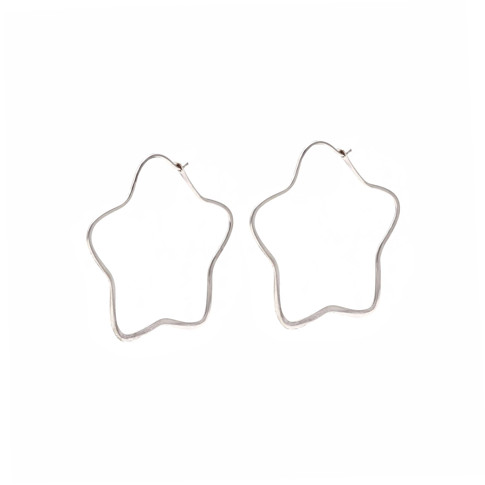 Star Hoop Silver Earring.