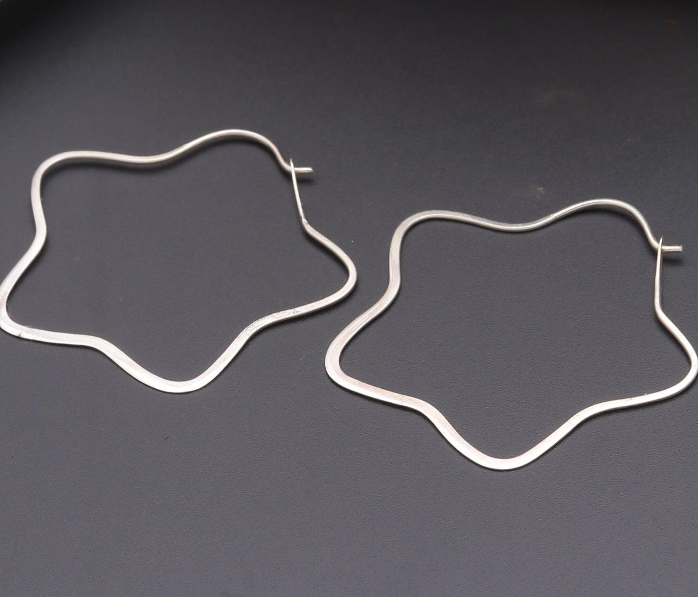 Star Hoop Silver Earring.