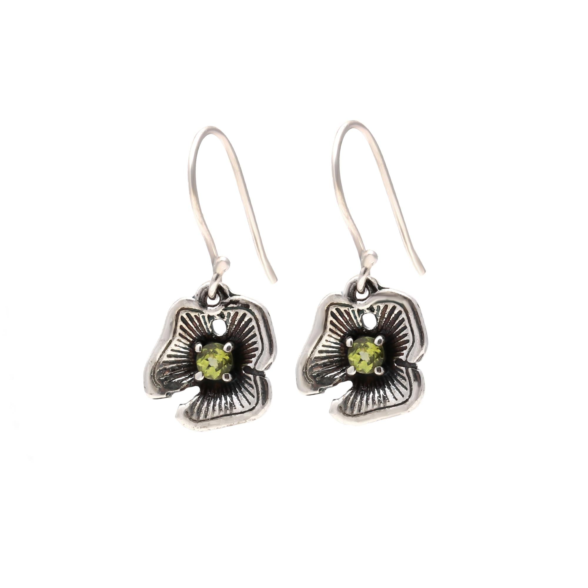 Round Peridot Silver Earrings