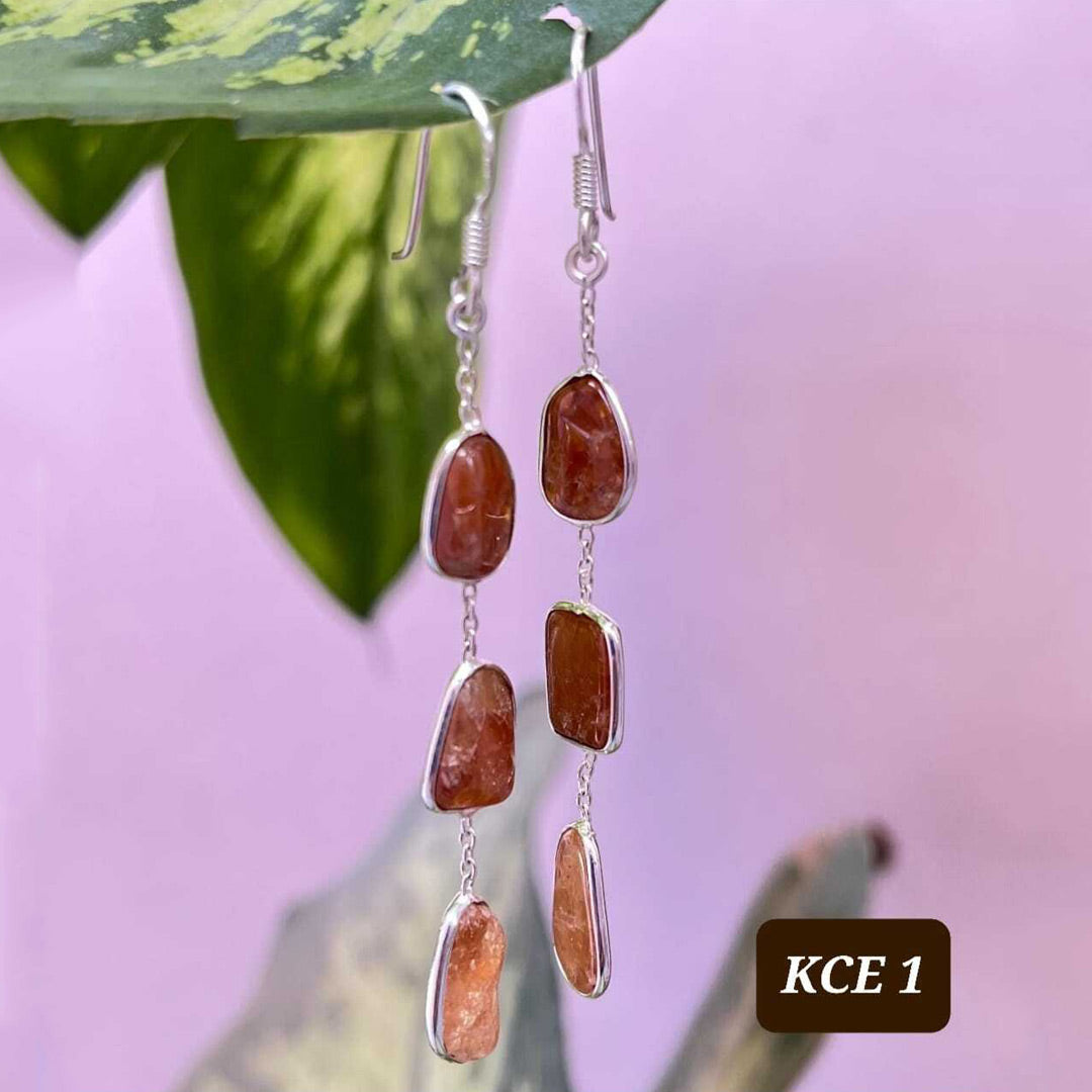 Whimsical druzy stone Silver chain Danglers