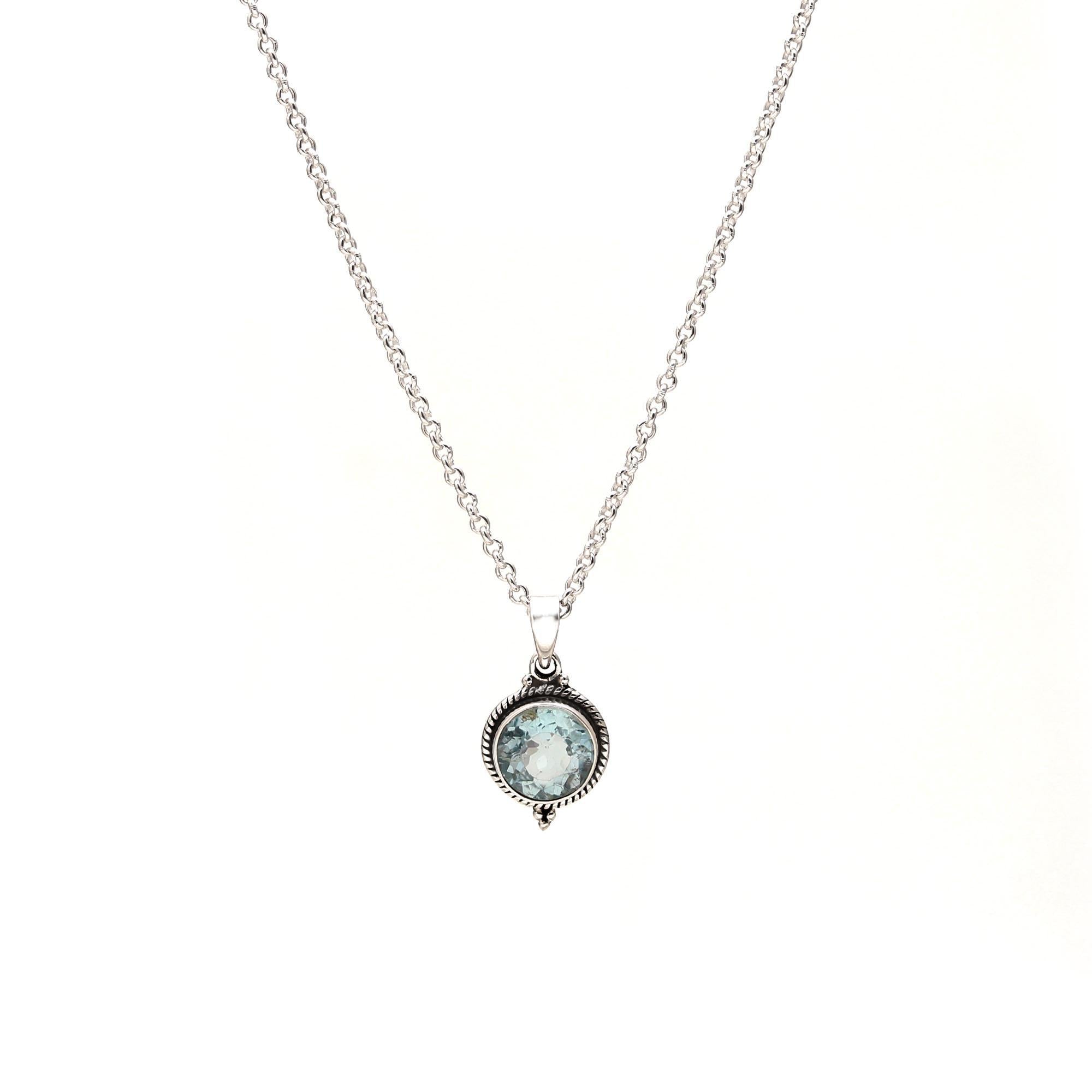 Blue Topaz Silver Pendant.