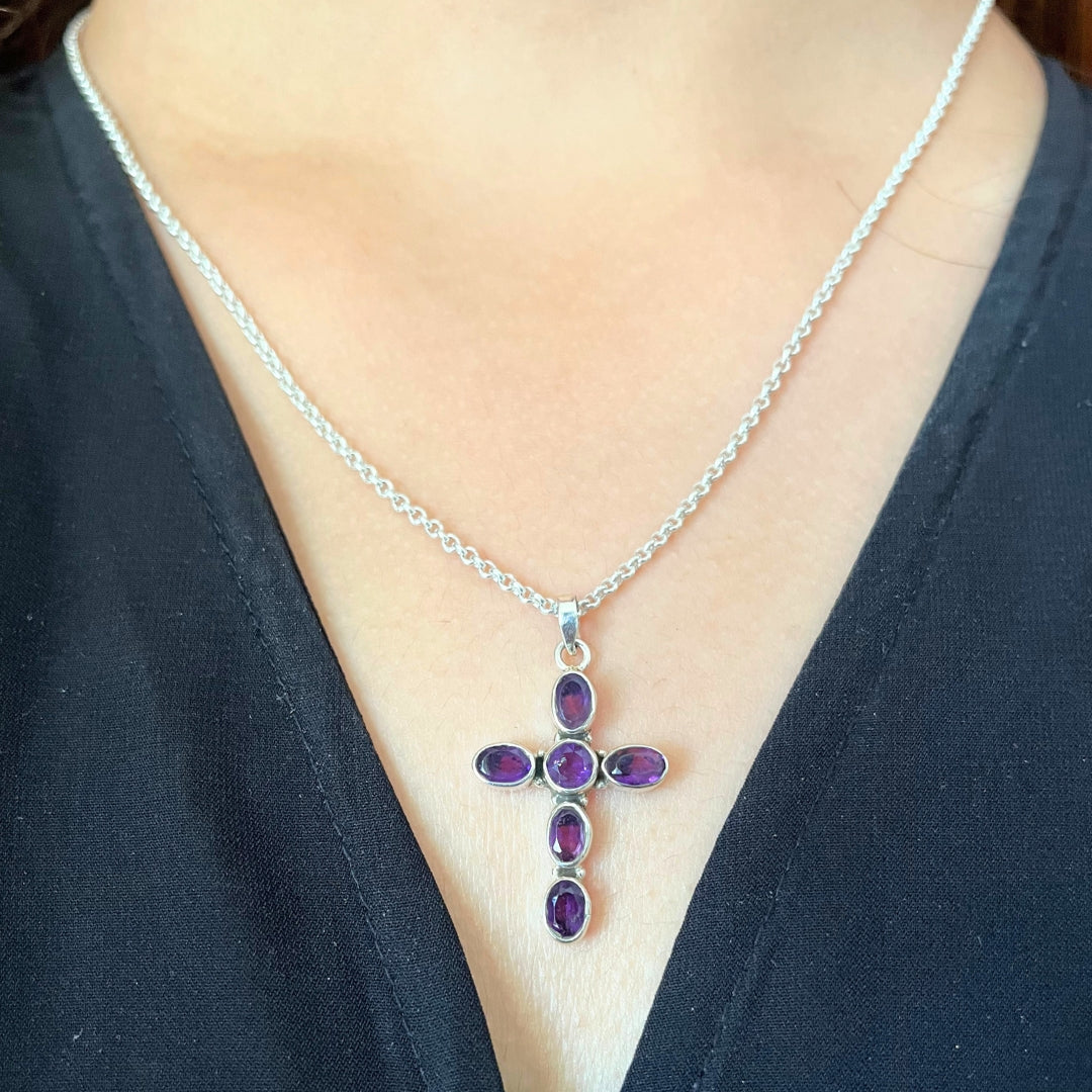Amethyst Silver Pendant.